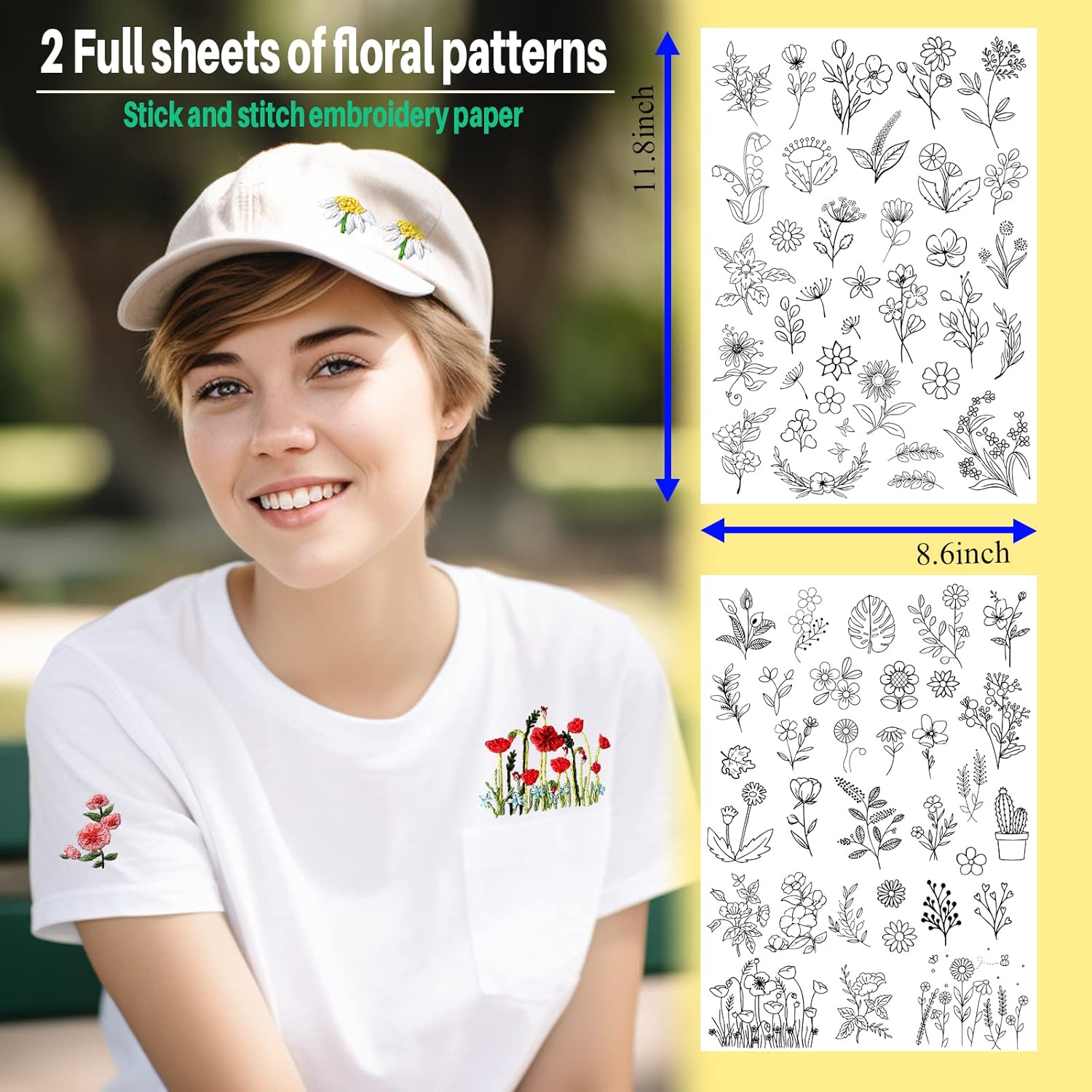 수용성 안정제 자수 패턴 꽃 스티커 및 스티치 자수 용 - Embroidery Stabilizer Backing 리뷰 및 가격