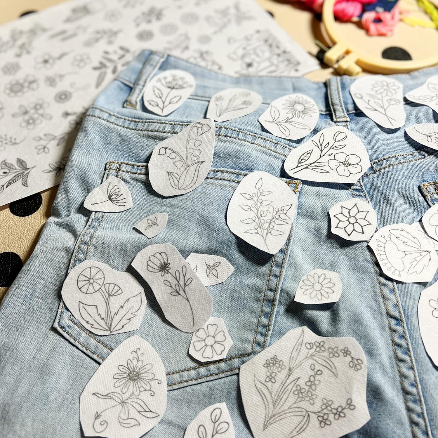 수용성 안정제 자수 패턴 꽃 스티커 및 스티치 자수 용 - Embroidery Stabilizer Backing 리뷰 및 가격